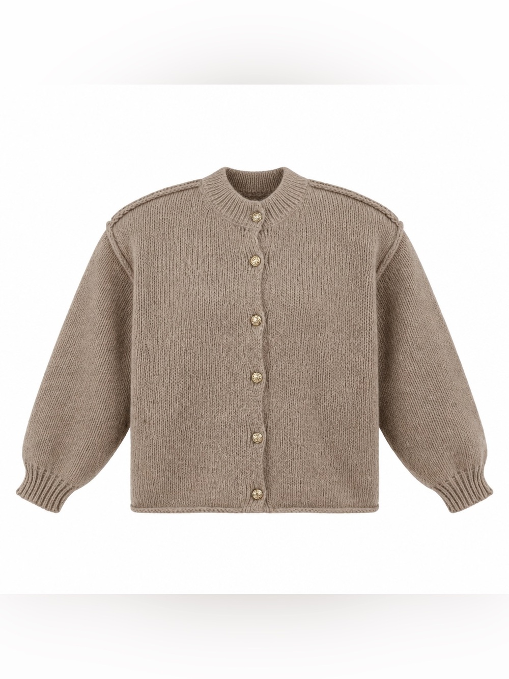 Women’s Oversized Button-Front Knit Cardigan Sweater Tan Size M.